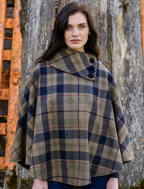 Poncho - Multi Vernal Plaid | Mucros Weavers