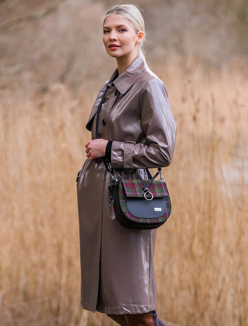 【GRACE U】Grace Plie Tweed Middle Bag Mucros Weavers Pink Irish Tweed Grace Bag for Women Made in