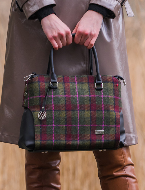 Grace Tweed Bag - Green Red Pink | Mucros Weavers