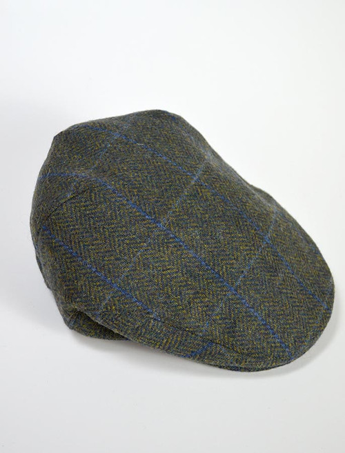 Trinity Tweed Flat Cap - Forest Green with Blue | Mucros Weavers