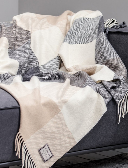 Wool and Cashmere Throw - Block Check