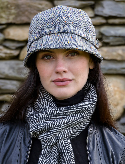 Ladies Tweed Flapper Cap - Grey | Mucros Weavers