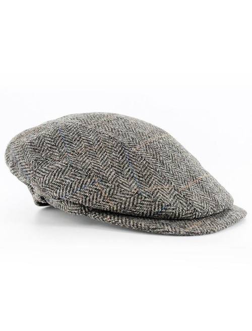Kerry Tweed Flat Cap - Grey with Tan | Mucros Weavers