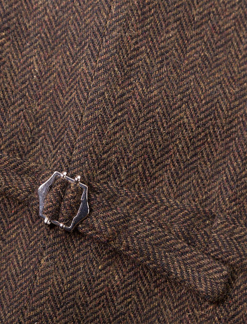 Tweed Herringbone Waistcoat - Brown