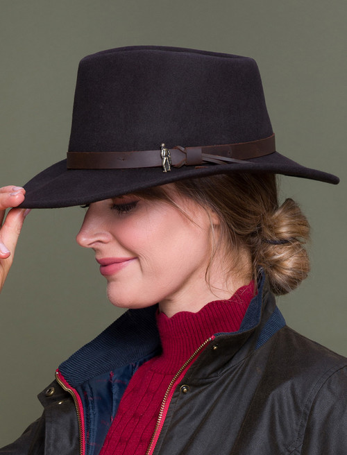 Ladies Boston Jack Wool Felt Hat- Navy