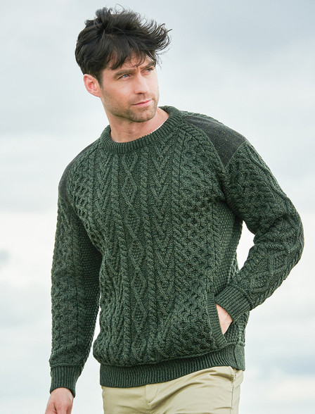 The Blisco Donegal Aran Sweater in Lime – OUBAS