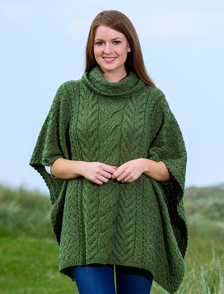 Aran Cable Poncho, Poncho, Wool Poncho | Aran Sweater Market