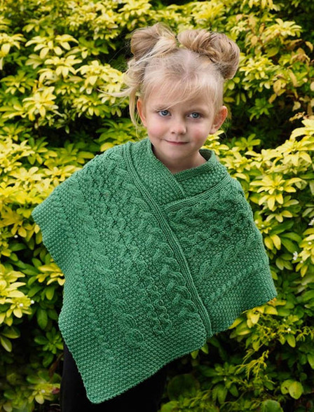 Kids Cable Knit Aran Poncho