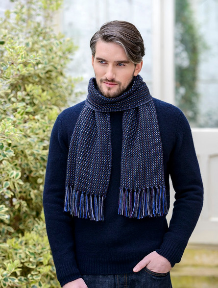 Alpaca Scarf - Navy Stripe | Mucros Weavers