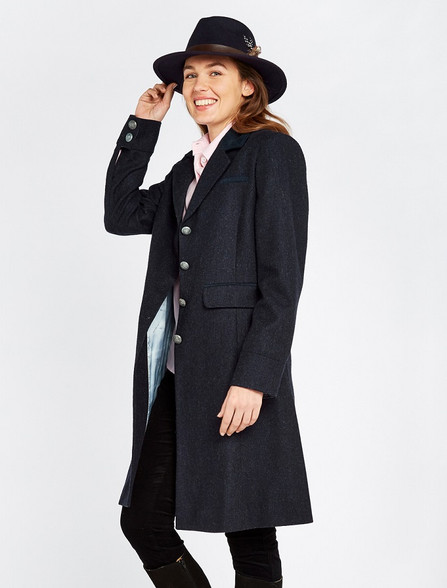Navy three quarter length coat deals