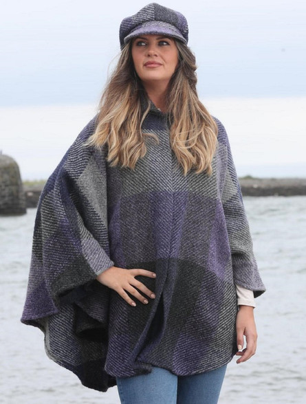 Rachel Button Up Cape, Multi-Indigo | Branigan Weavers