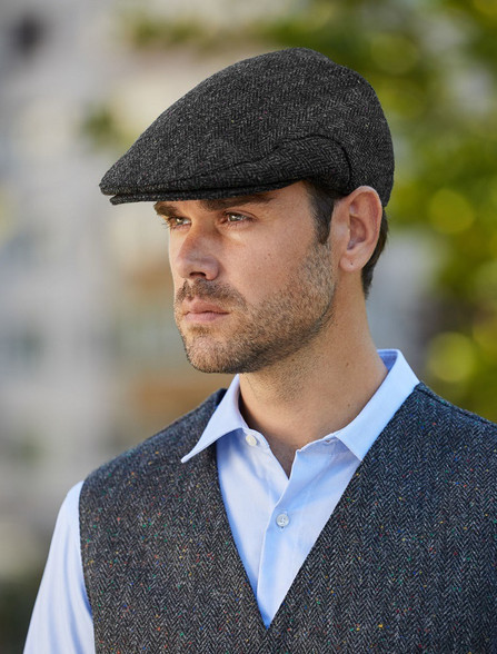 38A1 Lambswool Tweed Flat Cap