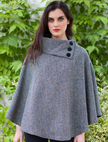 Poncho - Multi Vernal Plaid | Mucros Weavers