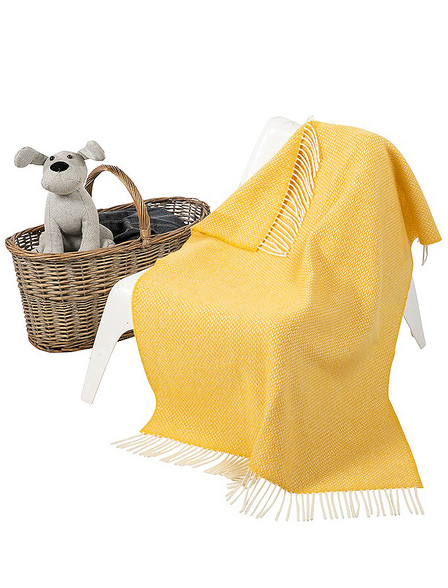 Wool Cashmere Baby Throw - Yellow Herringbone