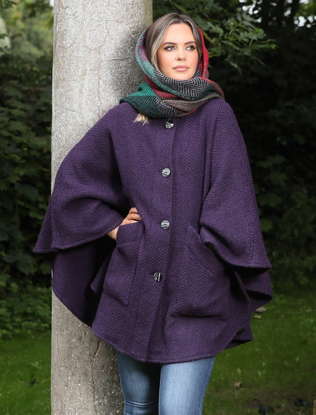 Tina Hooded Swing Cape - Killybegs Grape
