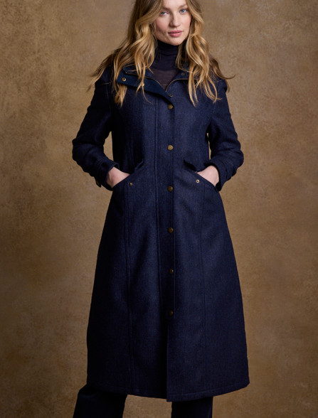 【U LAN】Benia Herringbone Long Coat 211024D_Julia_Navy_Herringbone