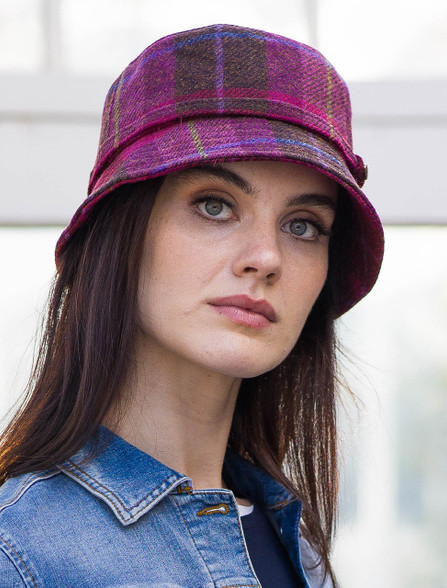 Ladies Emily Bucket Hat - Pink Plaid | Mucros Weavers