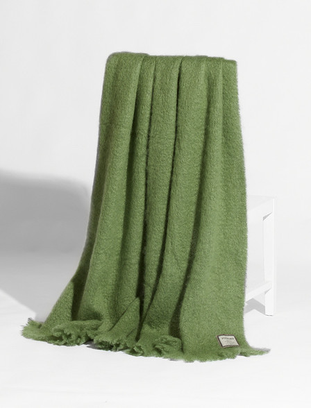 Mohair Throw Moss Green Foxford Woolen Mills