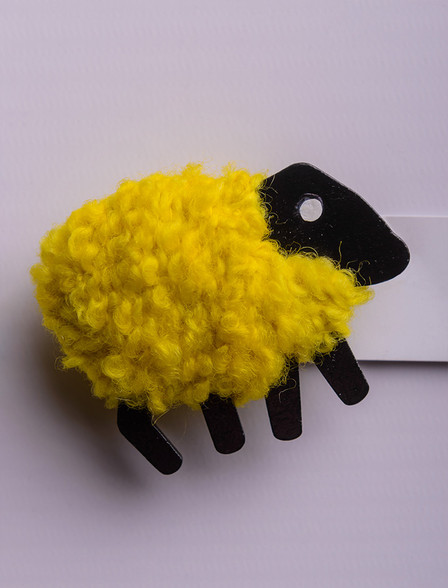 Irish Wool Sheep Fridge Magnet - Sunflower Yellow