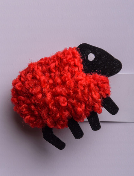 Irish Wool Sheep Fridge Magnet - Red
