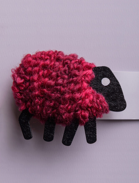 Irish Wool Sheep Fridge Magnet - Maroon