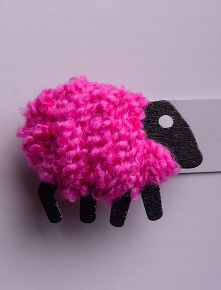 Irish Wool Sheep Fridge Magnet - Pink