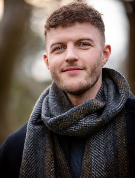 Wool & Cashmere Scarf - Mustard & Grey Wool & Cashmere Scarf - Mustard & Grey
