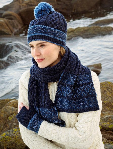 ザリアルマッコイズ SCARF WOOL-KNIT (NAVY) Ladies Fairisle Merino Wool Scarf