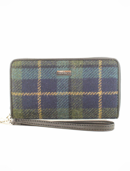 Mucros Tweed Purse - Navy Sky Green