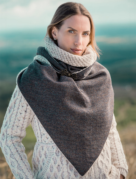 Wool Tweed Cowl - Brown
