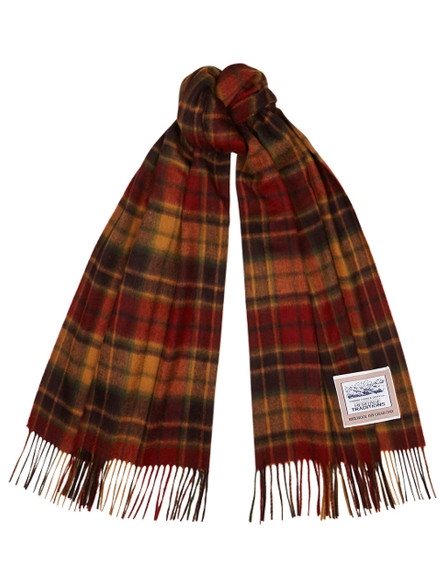 Pure Wool Tartan Check Scarf - Autumn Check | John Hanly & Co