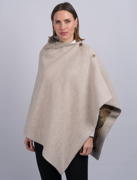 Women's Alpaca Tweed Wool Poncho