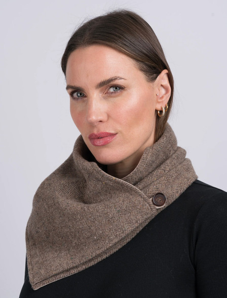 Luxurious Wool Tweed Snood - Fawn