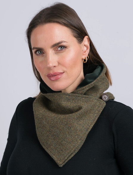 Luxurious Wool Tweed Snood - Moss Green
