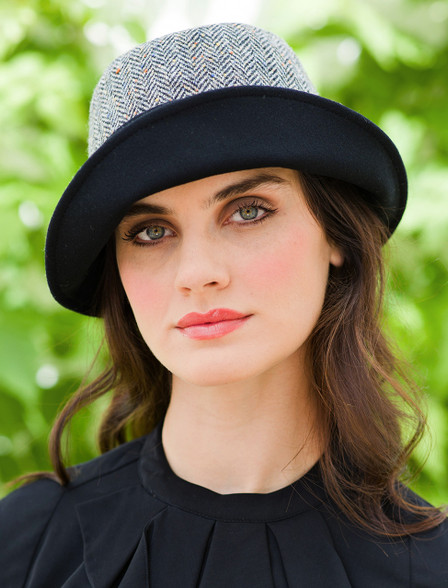 Ladies Tweed Clodagh Hat - Grey Herringbone Ladies Tweed Clodagh Hat - Grey Herringbone
