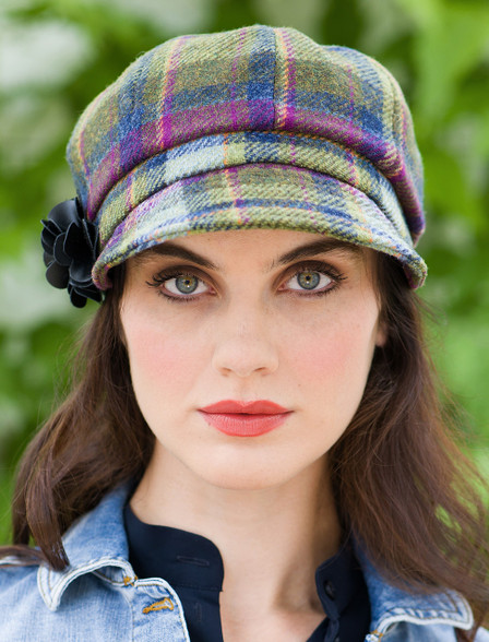 Ladies Tweed Clodagh Cap - Multi Vernal Plaid | Mucros Weavers