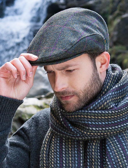 Trinity Tweed Flat Cap - Green with Heather | Mucros Weavers