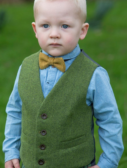 Boy’s Irish Tweed Palm Green Herringbone Waistcoat
