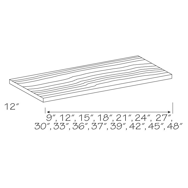 Wood Kitchen Shelves Replacement, 12" Wall KraftMaid