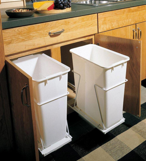 Wastebasket Cabinet - Pull-out Storage for Trash & Recycling