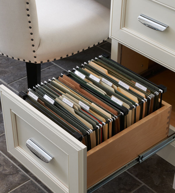 desk with filing cabinets