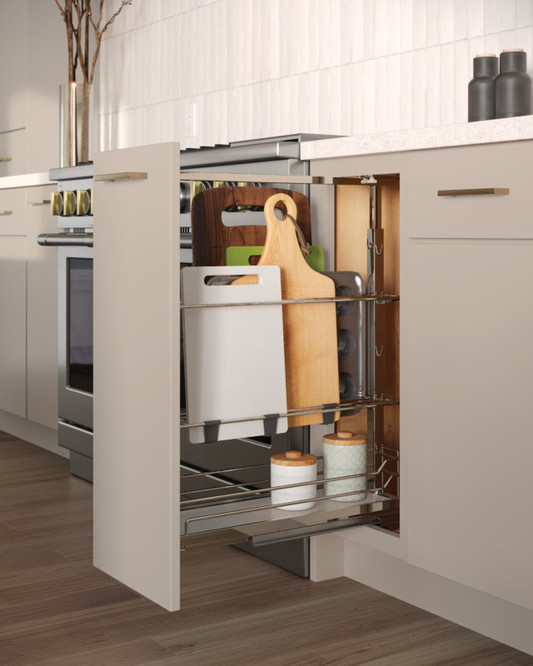 Utility Cabinet with Roll Trays - Nest Cabinetry