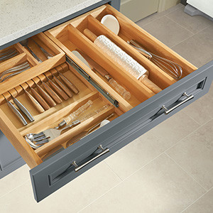 Utensil Storage, Tiered Double Combination Drawer for 30 or 36