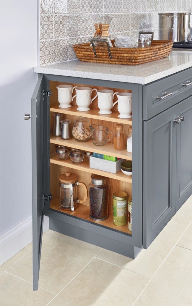 Pantry cabinet with spice and jar organizers