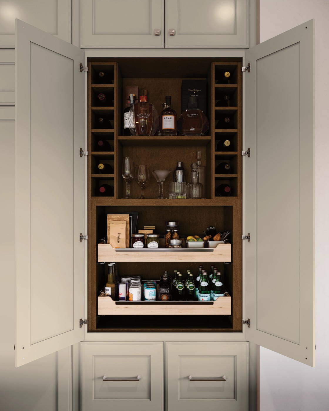 Kitchen with organized cabinet storage