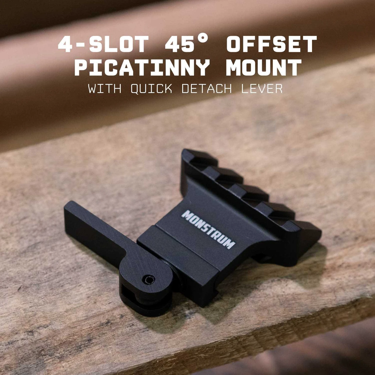 45 Degree Offset 4-Slot Picatinny Rail Mount w/ Quick Release
