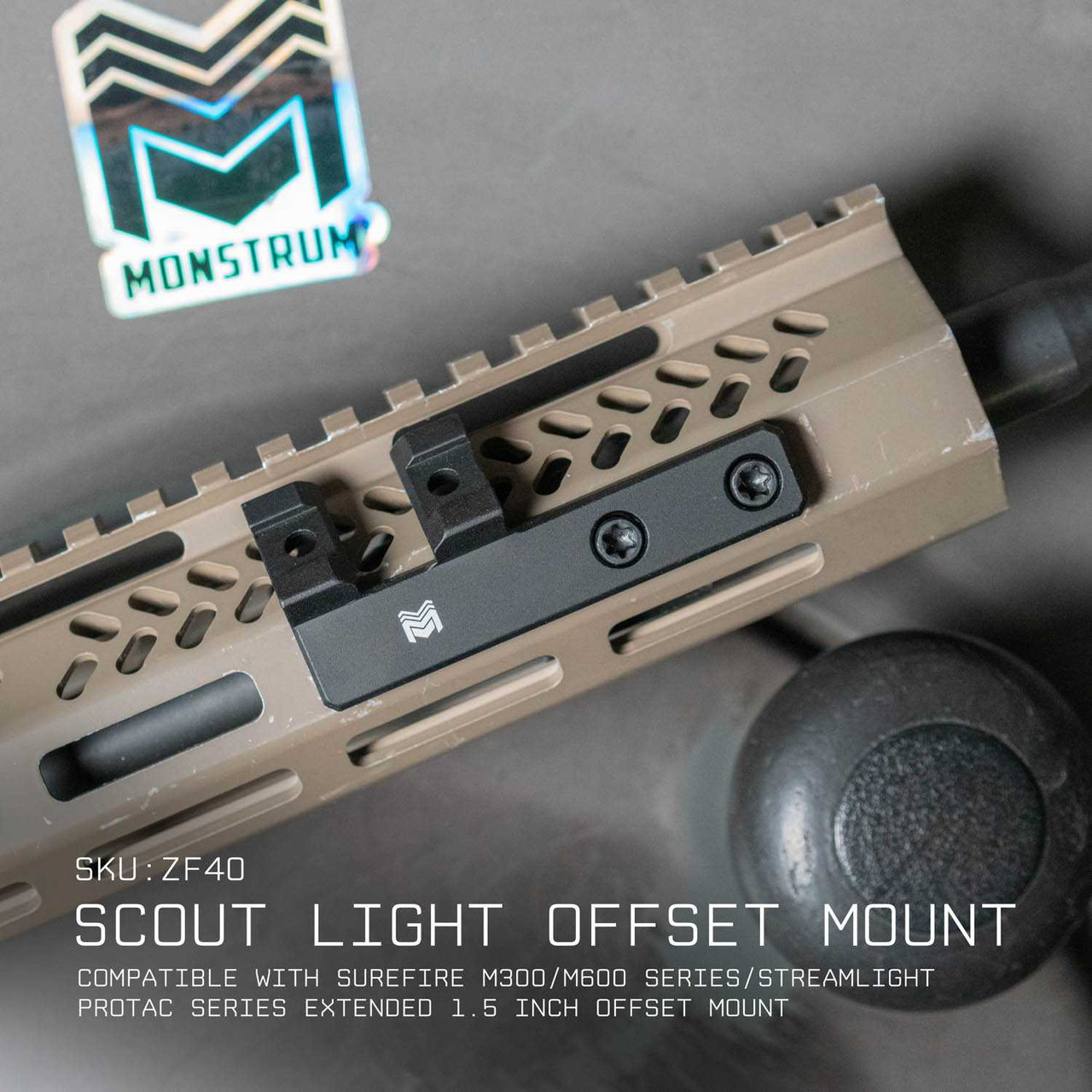M-LOK Extended 45 Degree Offset Light Mount | Compatible with