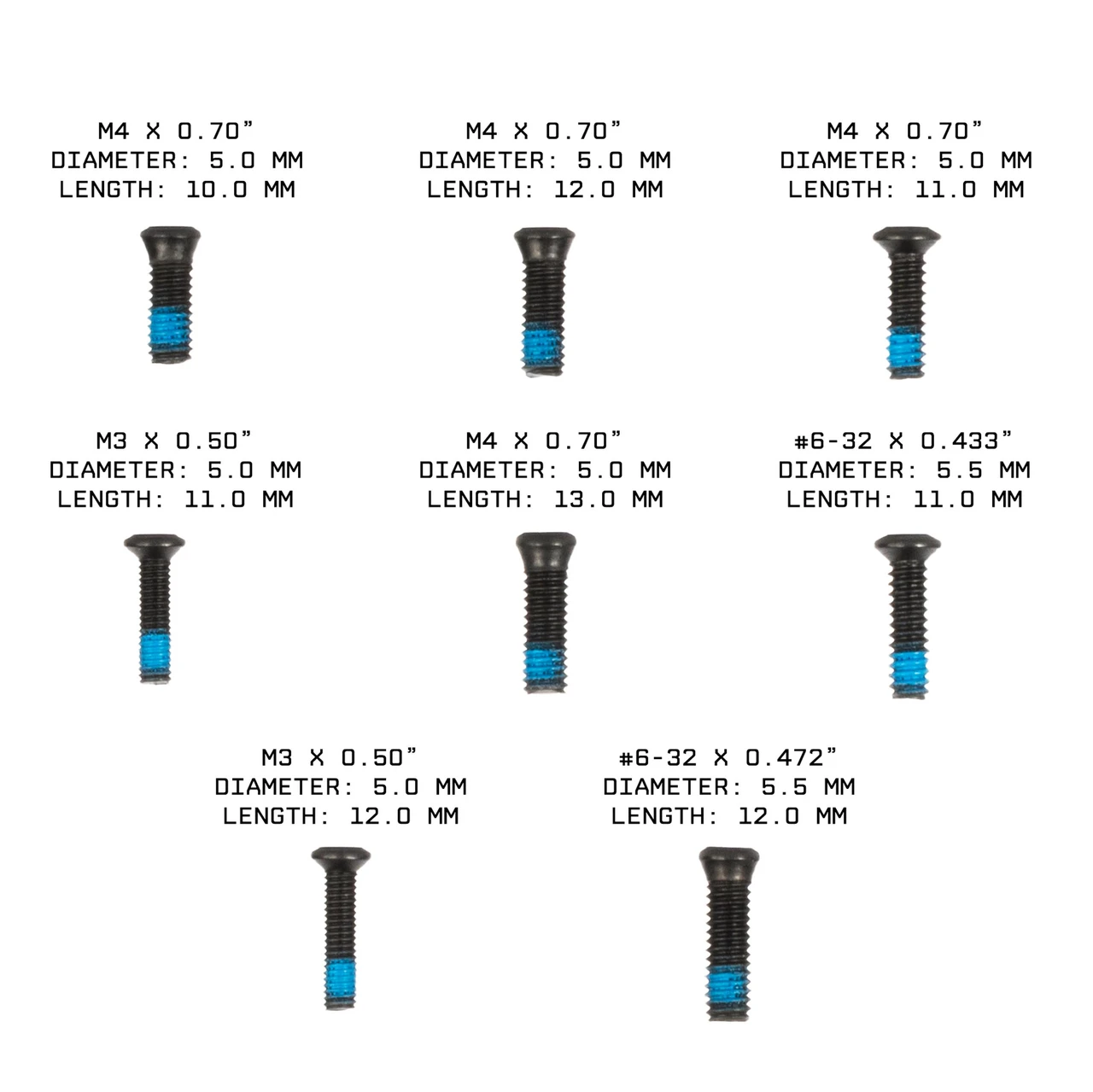RMR Red Dot Screw Variety Pack | Includes #6-32 Screws, #4-40, and M3.5