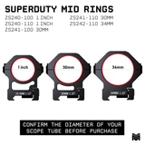 Monstrum Super Duty 30mm Scope Rings, All Heights, Type-III Hard Anodization