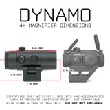Dynamo 4x Micro Magnifier with Flip-to-Side Mount Optics Monstrum